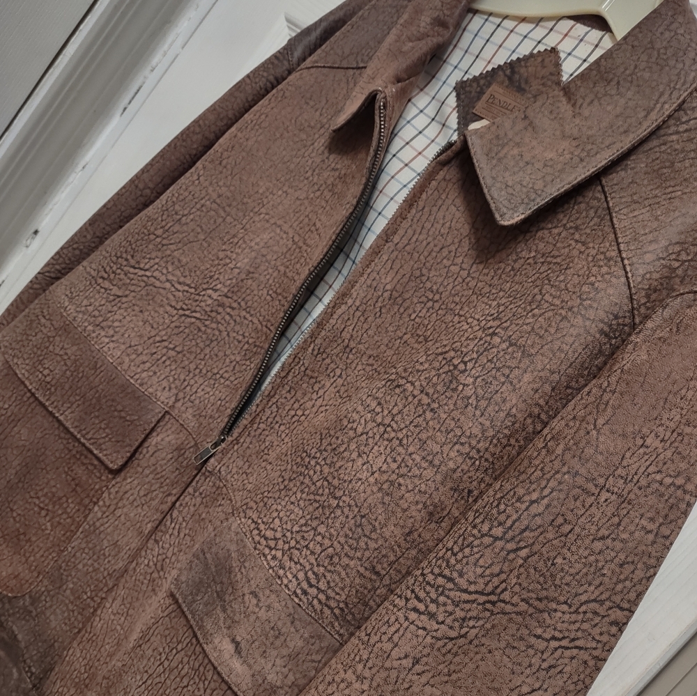 Pendleton Leather Lambskin Bomber Jacket Men's M … - image 5